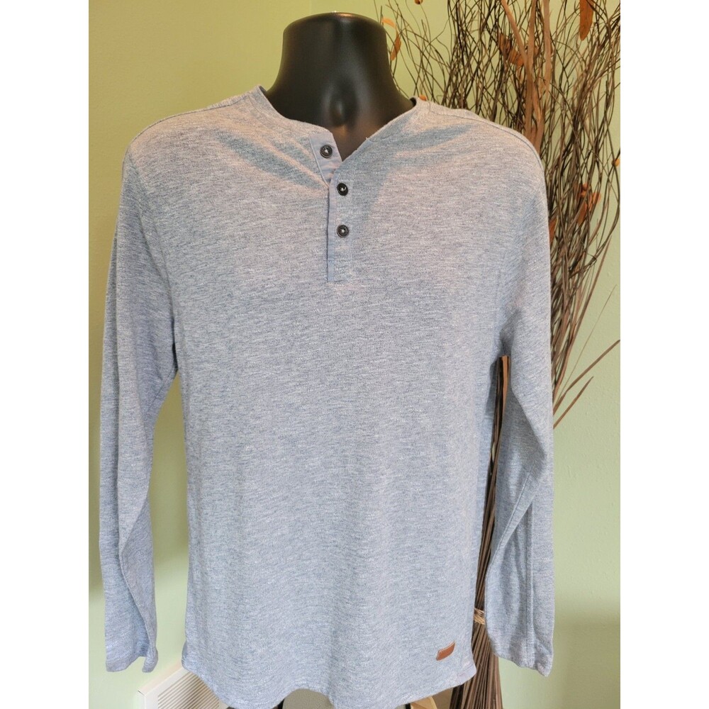 Outpost Makers Men's Pullover Long Sleeve Henley Heathered Blue | Size Medium